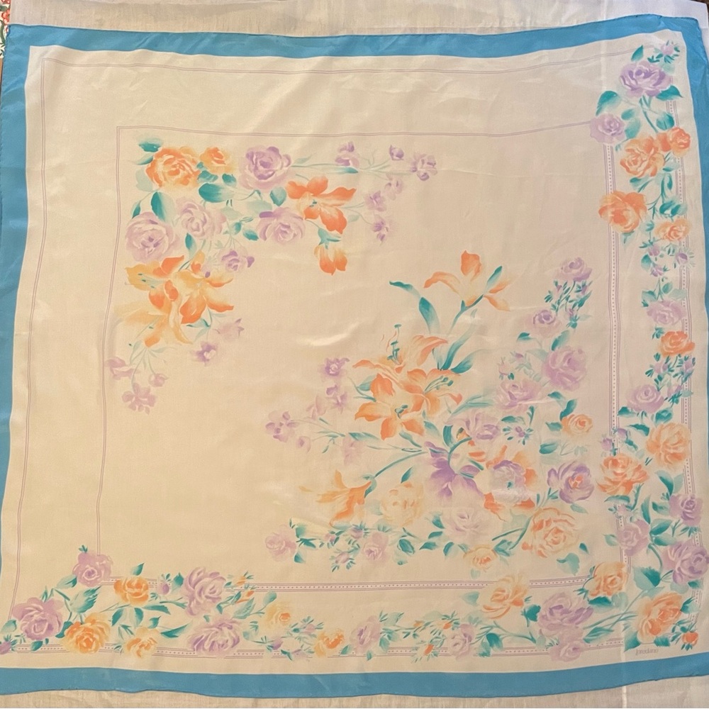 Cream and Orange Silk Scarf